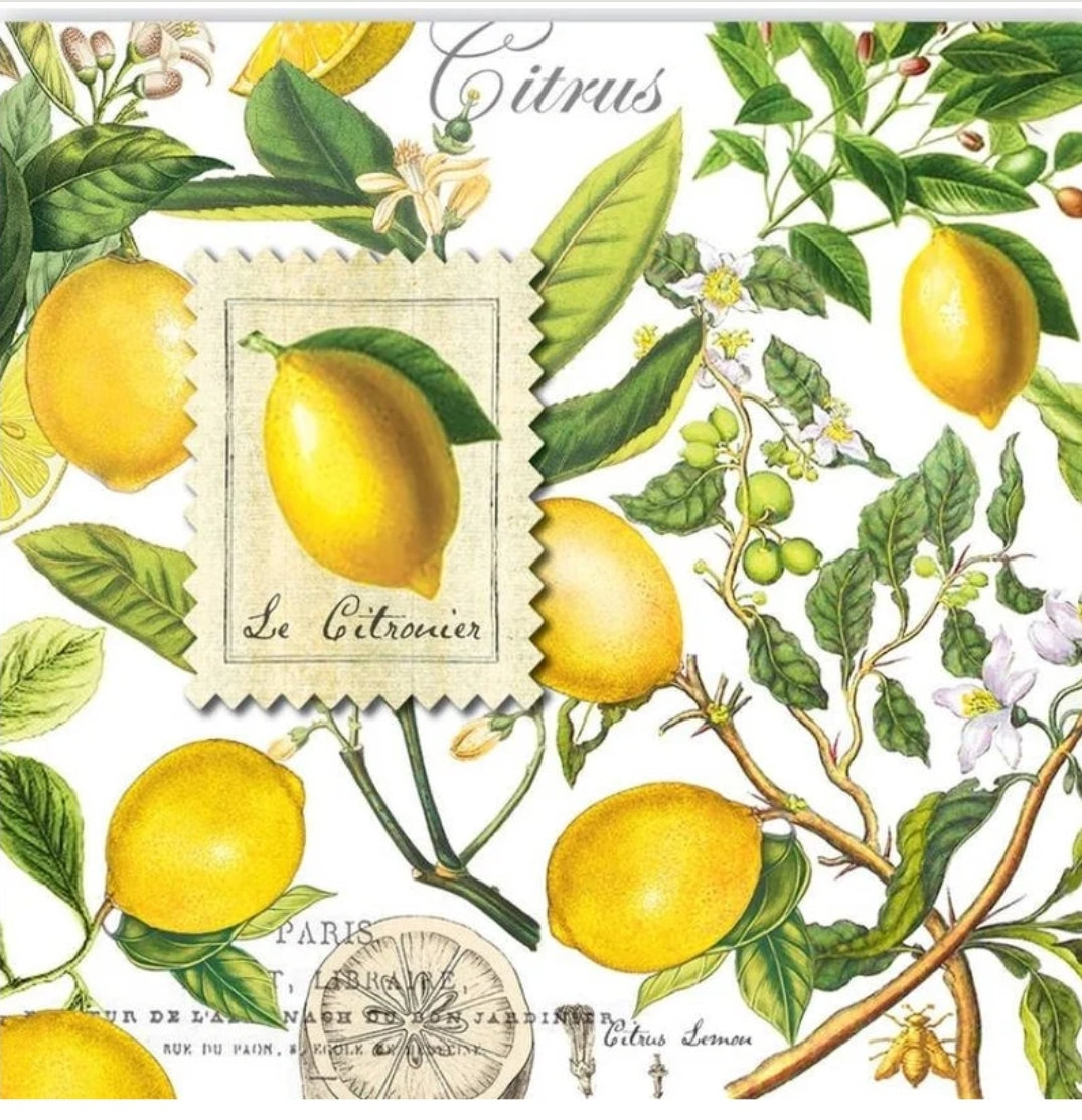 Lemon & Stamp Cocktail Size Napkins