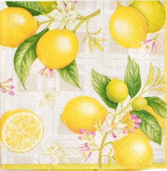 Lemon Trellis Cocktail Size Napkins