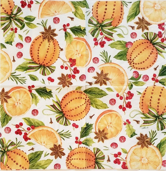 Orange Christmas Cocktail Size Napkins