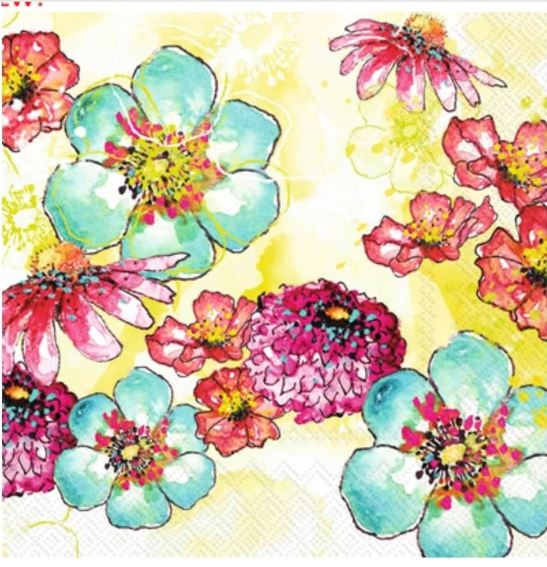 Bright Flowers Zinnia Yellow Cocktail Size Napkins