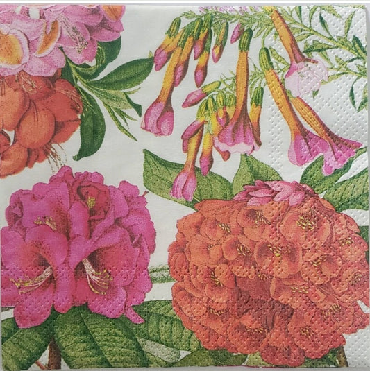 Pink & Orange Flower Garden Cocktail Size Napkins