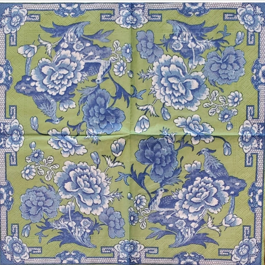 Chinoiserie Blue Rose Cocktail Size Napkins