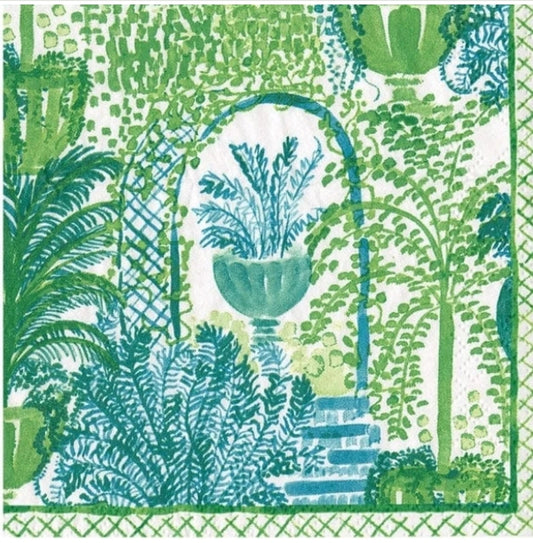 Garden of Potted Palm Cocktail Size Napkins