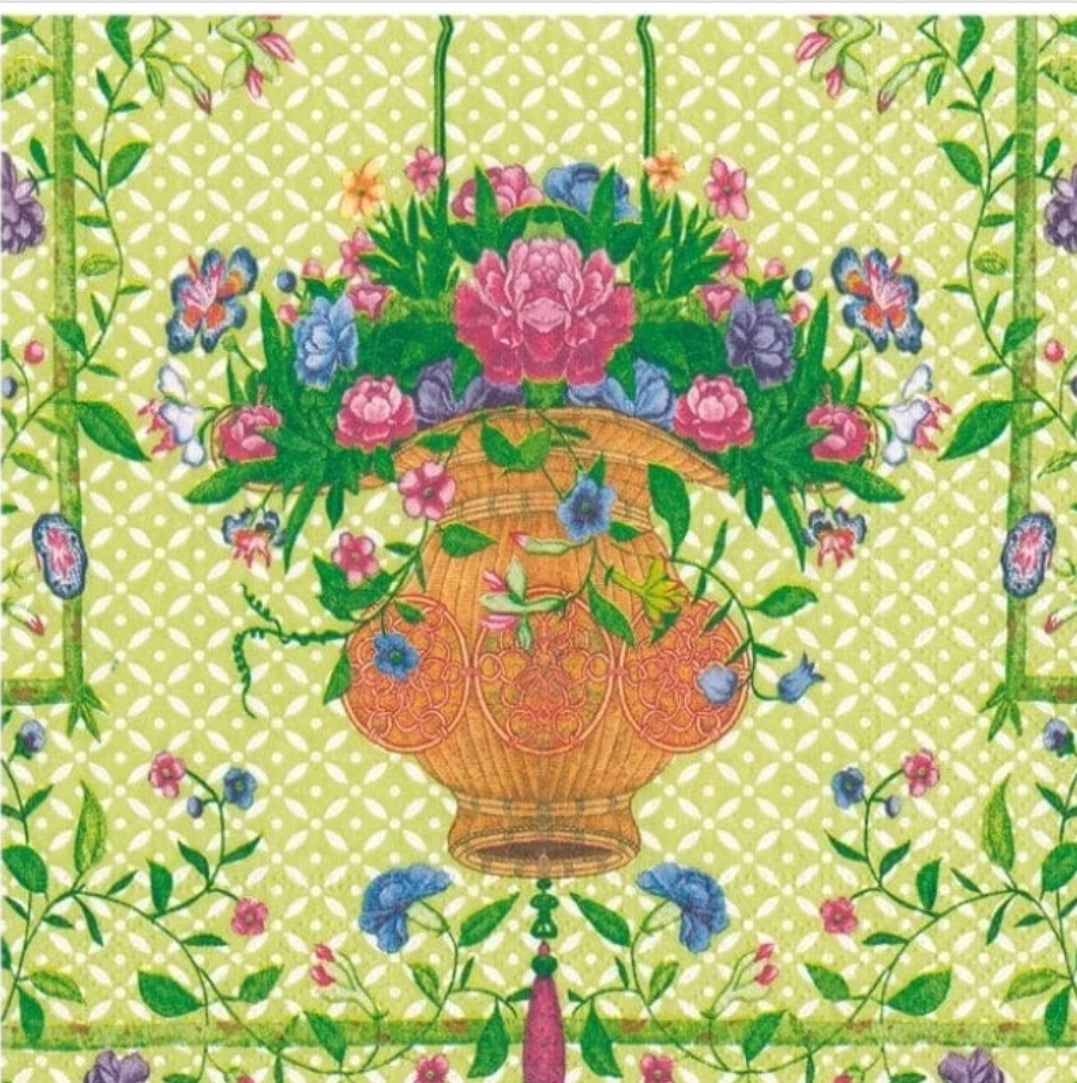 Flowers & Basket Garden Cocktail Size Napkins