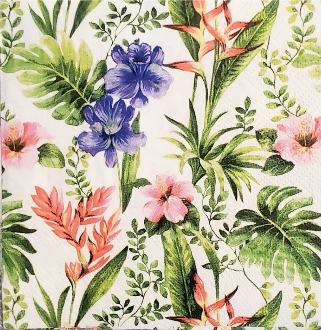 Tropical Hibiscus Scatter Cocktail Size Napkins