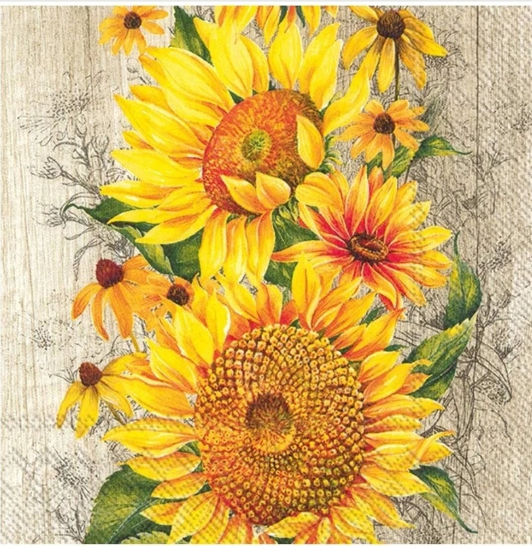 Sunflower en France Portrait Cocktail Size Napkins