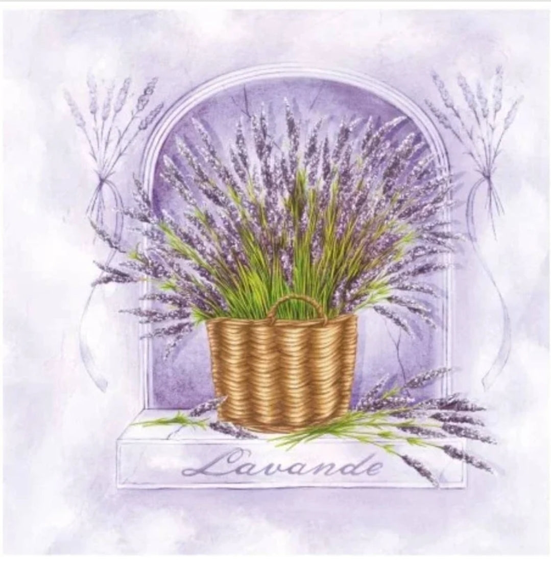 Lavender In Basket Luncheon Size Napkins