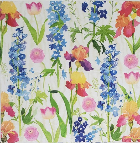 Watercolor Delphinium Iris Flowers Scatter Cocktail Size Napkins