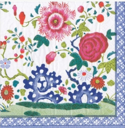 Chinoiserie Flower Garden Cocktail Size Napkins