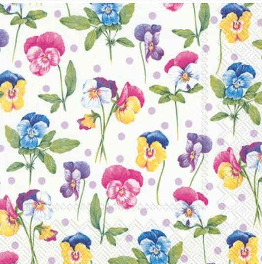 Flower Violet Pansy Scatter Luncheon Size Napkins