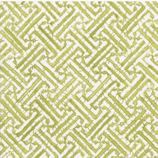 Geometric Green Labrynth Cocktail Size Napkins