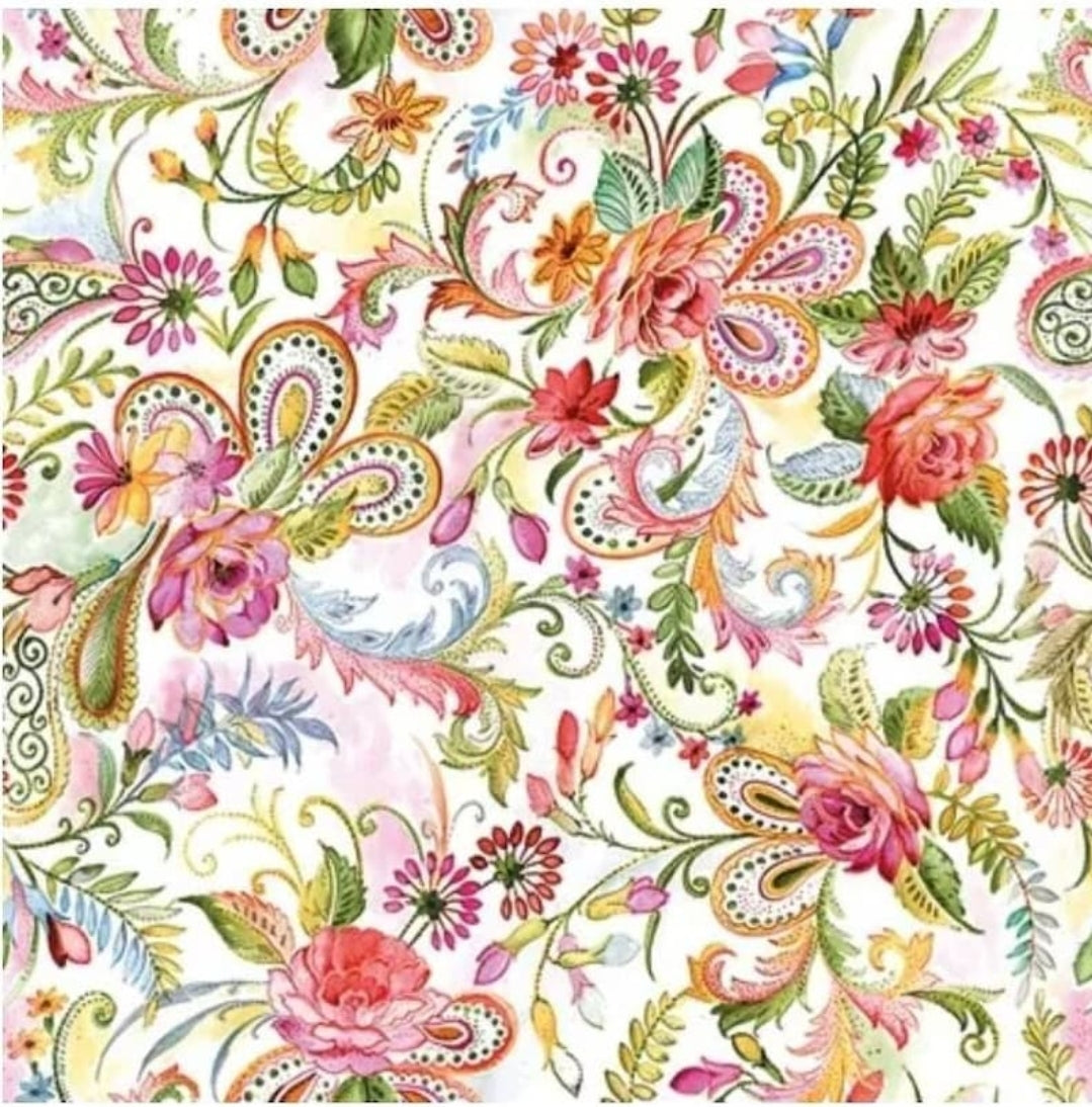 Bright Floral Paisley Cocktail Size Napkins