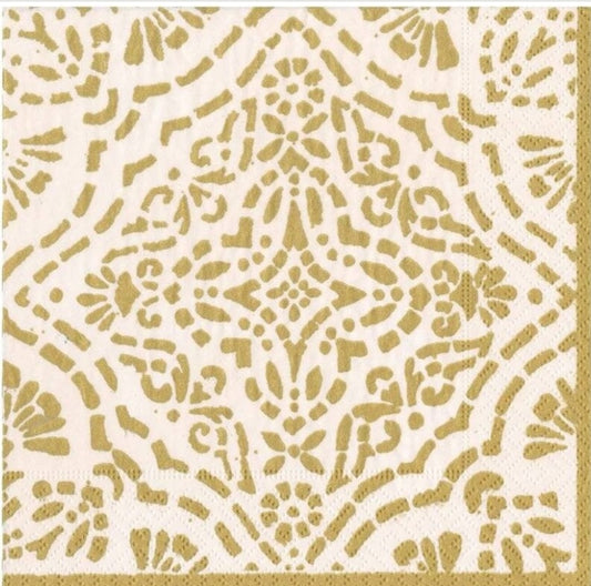 Gold Tile Snowflake Cocktail Size Napkins