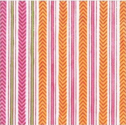 Stripe Pink & Orange Cocktail Size Napkins