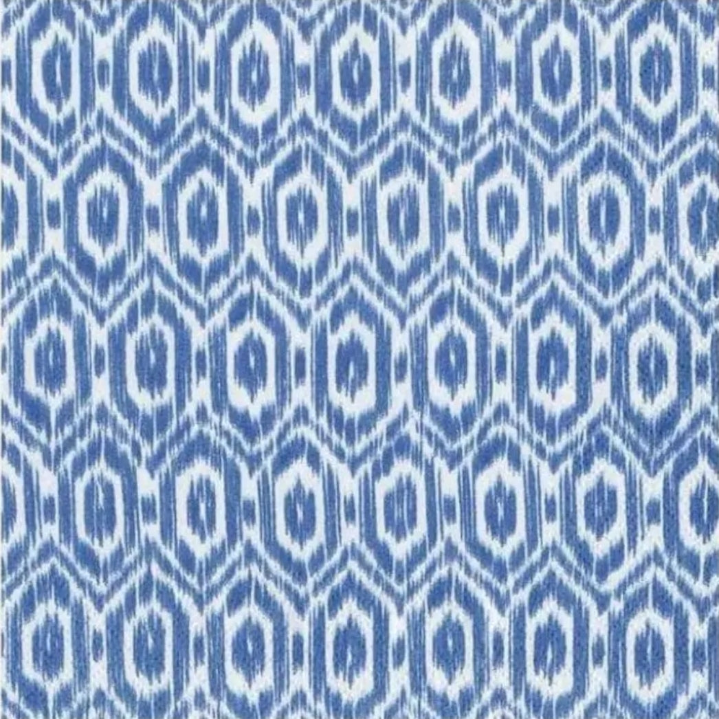 Blue & White Ikat Cocktail Size Napkins