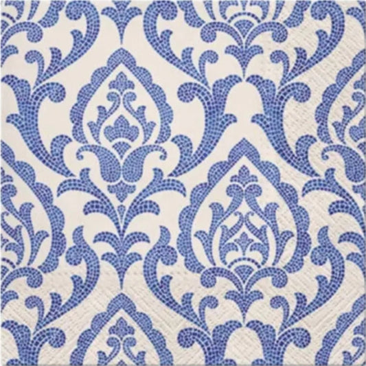 Damask Blue Tile Cocktail Size Napkins