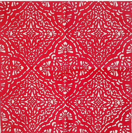 Tile Snowflakes Red & White Cocktail Size Napkins