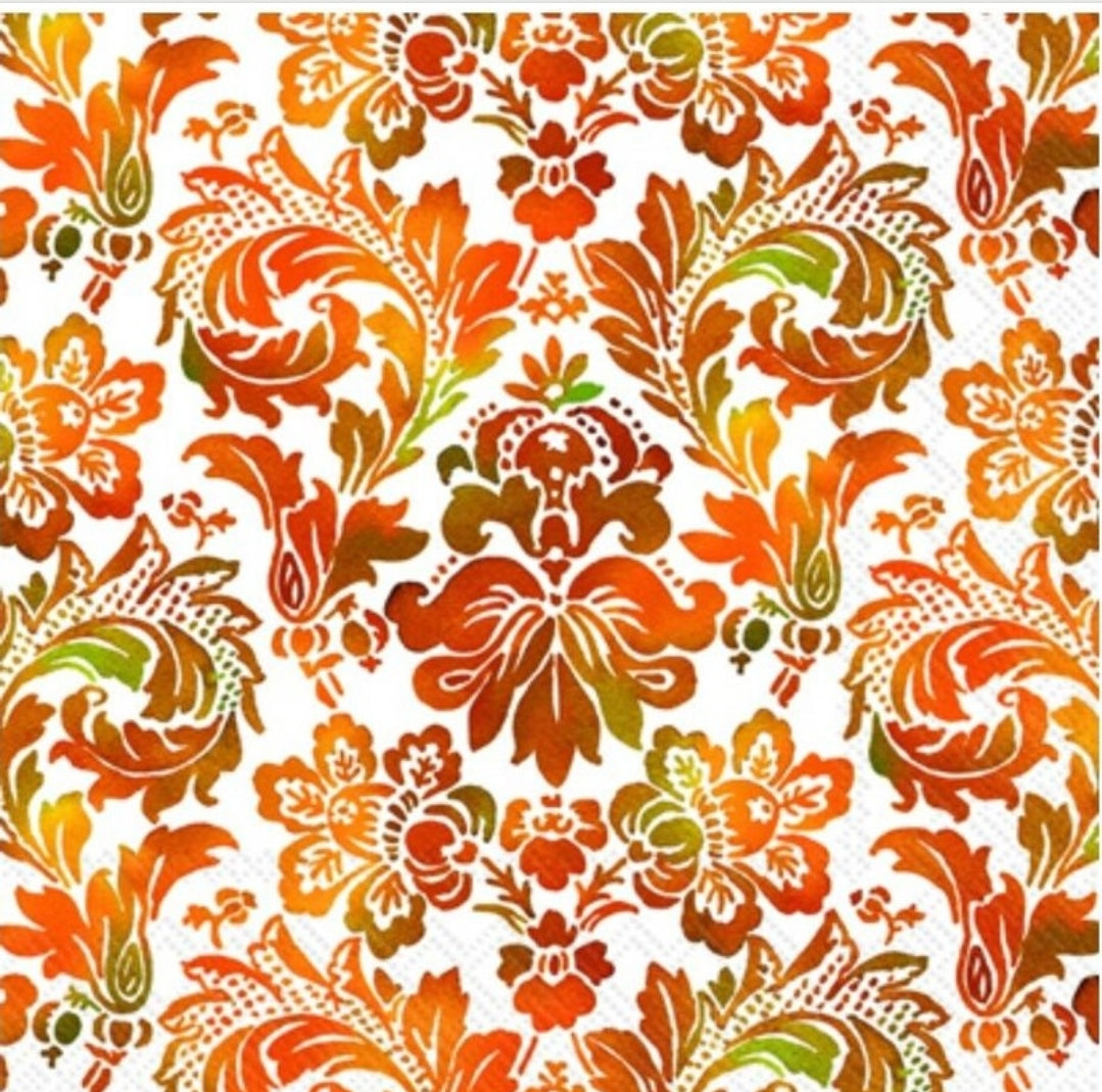 Damask of Autumn Cocktail Size Napkins