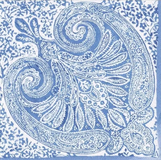 Blue White Paisley Cocktail Size Napkins