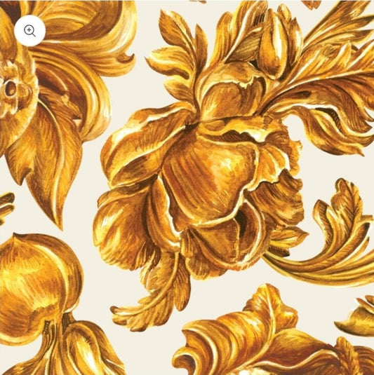 Baroque Gold Flowers Cocktail Size Napkins