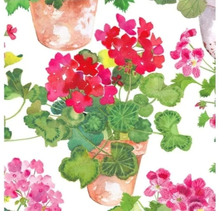 Geranium Flower Pots Cocktail Size Napkins