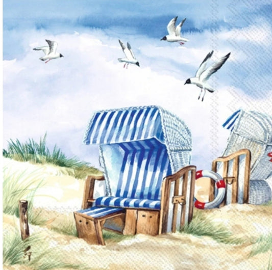 Beach Scene & Seagull Cocktail Size Napkins