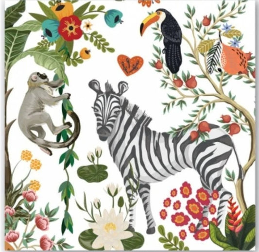 Giraffe Zebra Monkey Jungle Cocktail Size Napkins