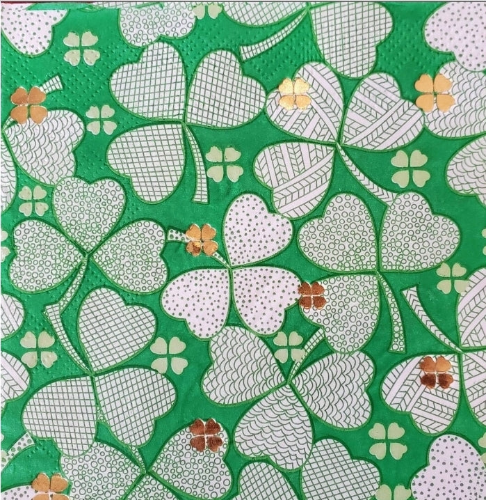 St.Patrick's Day Tartan Clover Cocktail Size Napkins