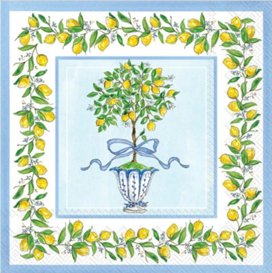 Topiary Lemon Cocktail Size Napkins