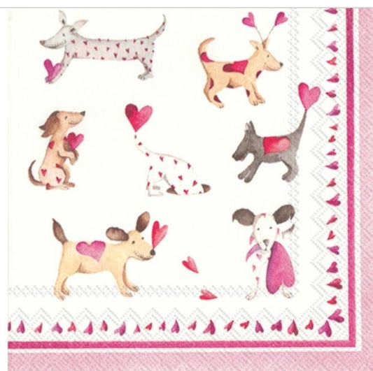 Dog Valentines Cocktail Size Napkins