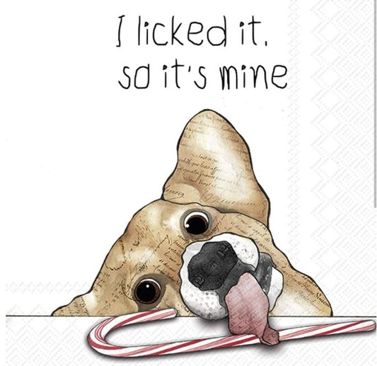 Dog & Candycane Cocktail Size Napkins